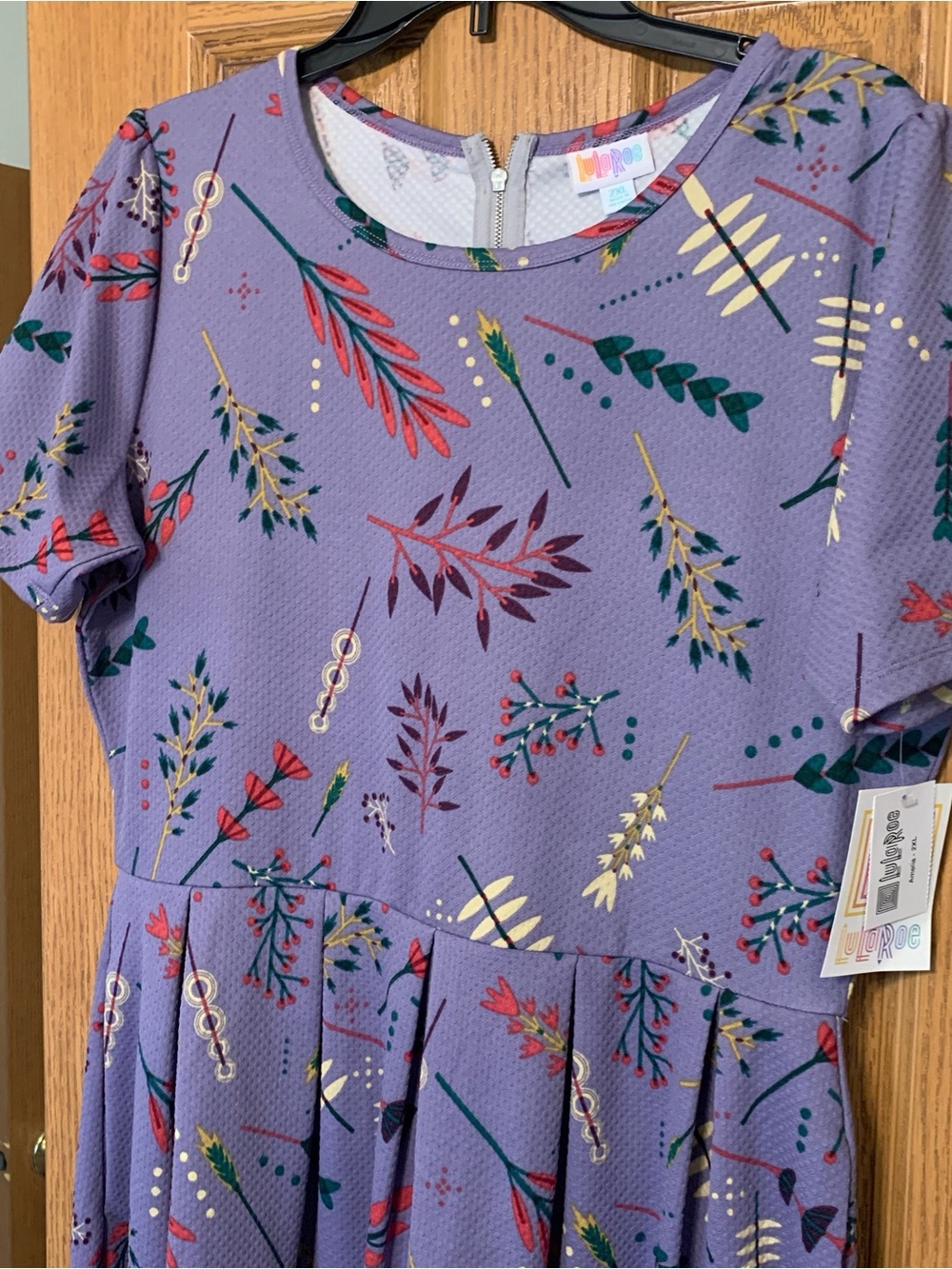 Women Lavender Floral Short-Sleeve Skater Dress